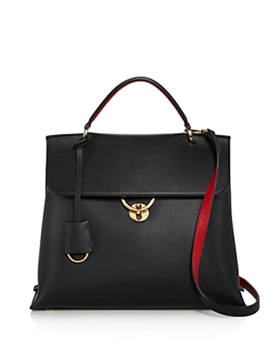 Shop Ferragamo Jet Set Top Handle Leather Bag In Nero Black/gold