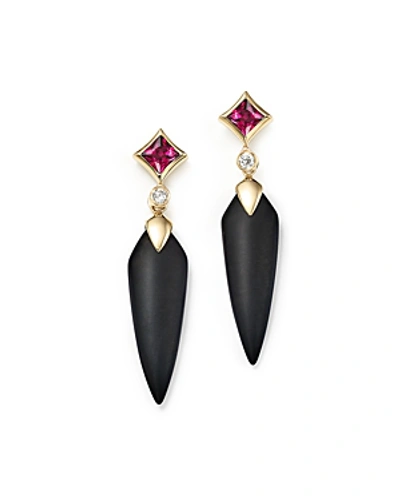 Shop Olivia B 14k Yellow Gold Onyx Spike, Rhodolite Garnet & Diamond Drop Earrings - 100% Exclusive In Black/purple
