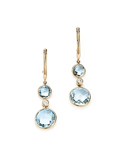 Shop Olivia B 14k Yellow Gold Sky Blue Topaz & Diamond Bezel Drop Earrings - 100% Exclusive In Blue/white