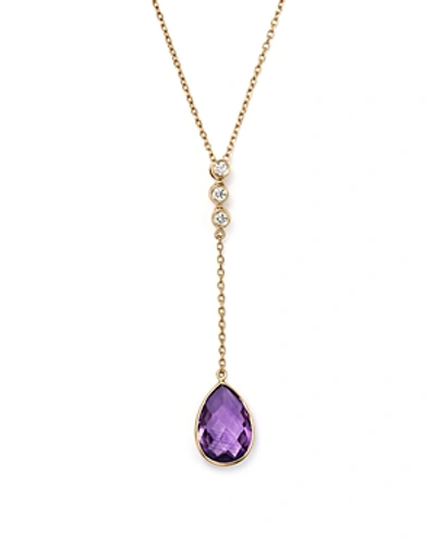 Shop Olivia B 14k Yellow Gold Amethyst & Diamond Pendant Y Necklace, 15 - 100% Exclusive In Purple/white