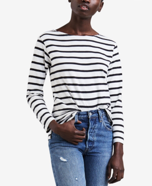 levi's black and white striped t shirt