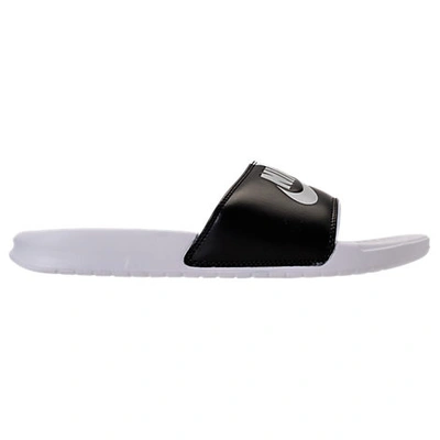 Shop Nike Men's Benassi Jdi Slide Sandals, White/black