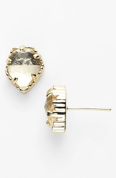Shop Kendra Scott Tessa Stone Stud Earrings In Rock Crystal/ Gold
