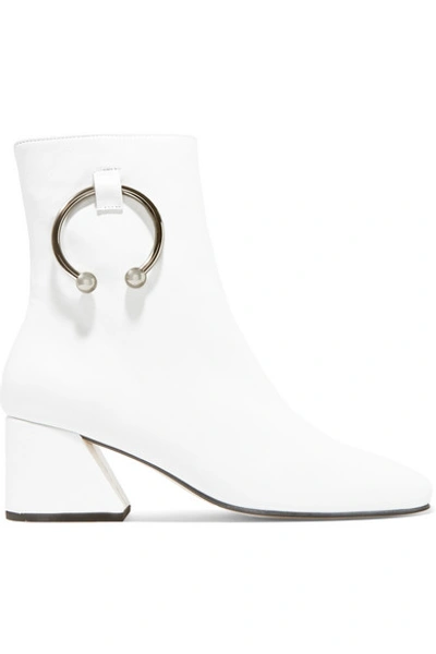 Shop Dorateymur Nizip Embellished Leather Ankle Boots In White