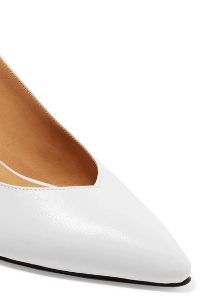 Shop Ganni Sabine Leather Slingback Pumps In White