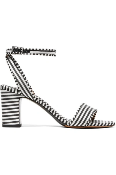 Shop Tabitha Simmons Leticia Striped Canvas Sandals In Black