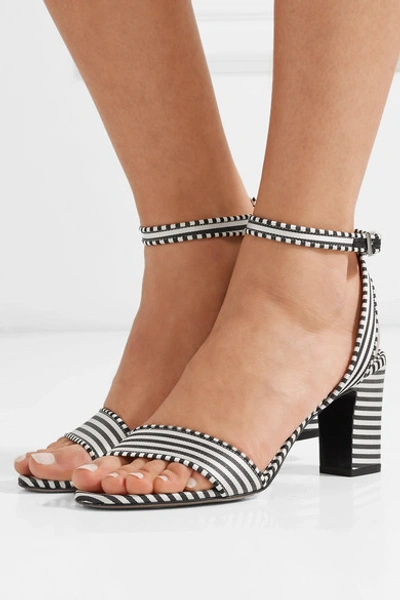 Shop Tabitha Simmons Leticia Striped Canvas Sandals In Black