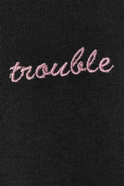 Shop Double Trouble Gang Trouble Maker Embroidered Cotton-jersey T-shirt In Black