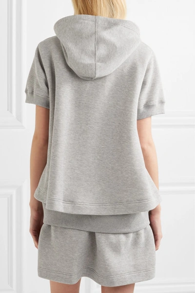 Shop Sacai Hooded Cotton-blend Jersey Dress In Light Gray