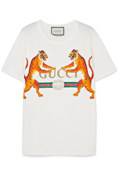 Shop Gucci Oversized Printed Stretch-cotton Jersey T-shirt