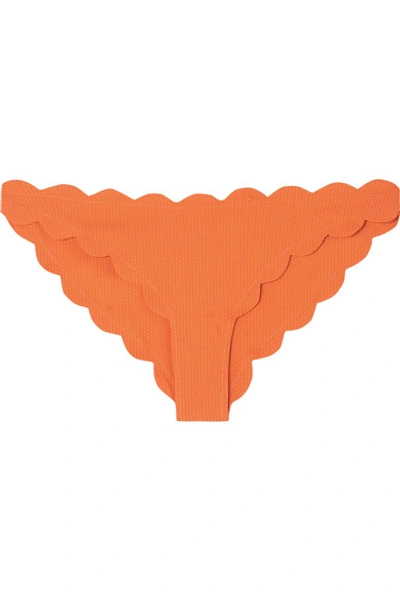 Shop Marysia Antibes Scalloped Bikini Briefs In Pastel Orange