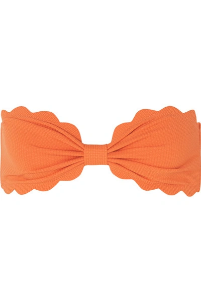 Shop Marysia Antibes Scalloped Bandeau Bikini Top In Pastel Orange