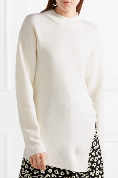 Shop Carven Chain-embellished Wool-blend Sweater In Ecru