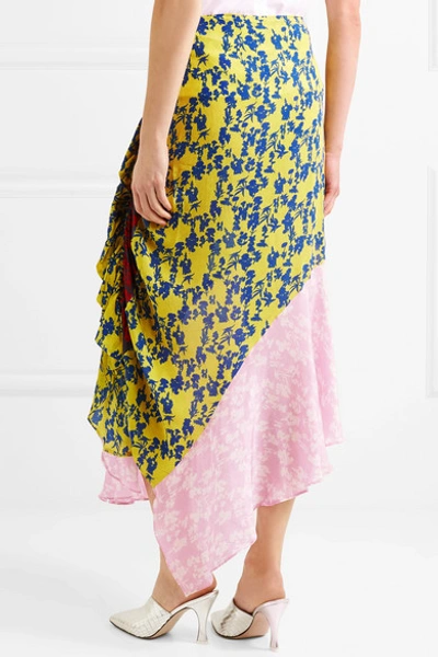 Preen Line Isabelle Asymmetric Paneled Crepe De Chine Midi Skirt In Pink