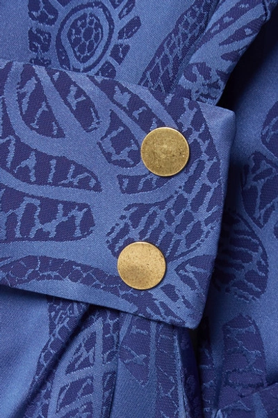 Shop Peter Pilotto Satin-jacquard Wrap Top In Royal Blue