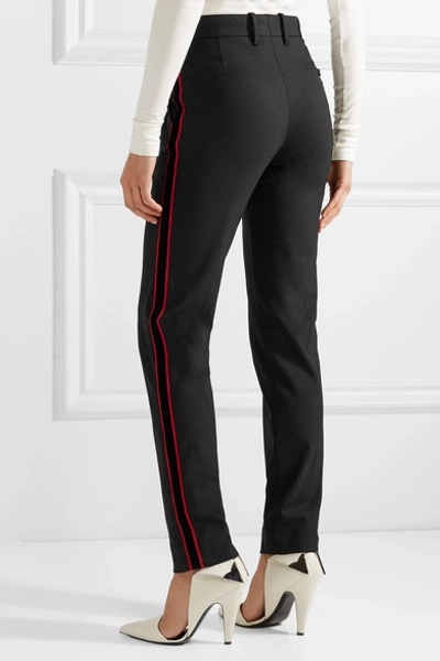 Shop Calvin Klein 205w39nyc Striped Wool-blend Straight-leg Pants In Black