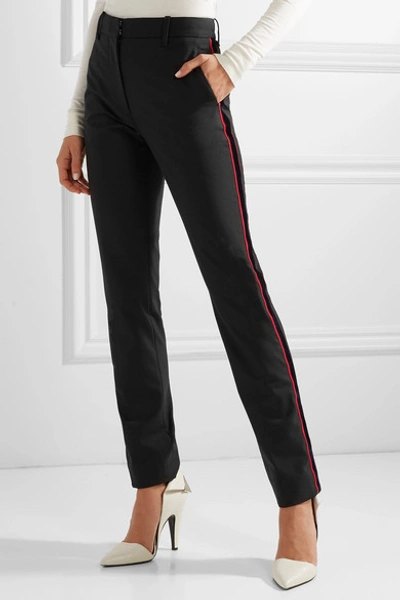 Shop Calvin Klein 205w39nyc Striped Wool-blend Straight-leg Pants In Black