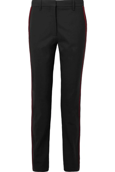 Shop Calvin Klein 205w39nyc Striped Wool-blend Straight-leg Pants In Black