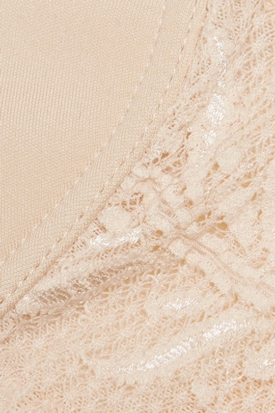 Shop Cosabella Never Say Never Comfie Stretch-jersey And Lace T-shirt Bra In Neutral