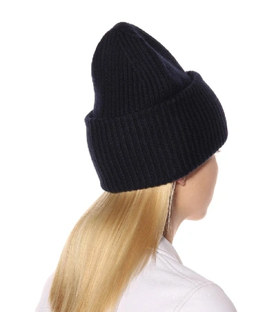 Shop Acne Studios Pansy S Face Wool Beanie In Dark Eavy