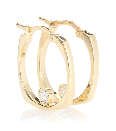 Shop Aliita Aro B 9kt Gold Hoop Earrings With Diamond