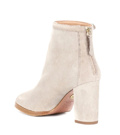 Shop Aquazzura Suede Ankle Boots In Beige
