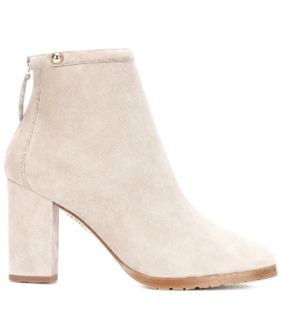 Shop Aquazzura Suede Ankle Boots In Beige