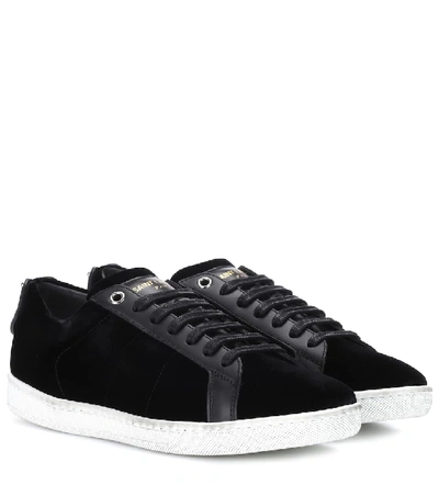 Shop Saint Laurent Sl/06 Court Classic Velvet Sneakers In Black