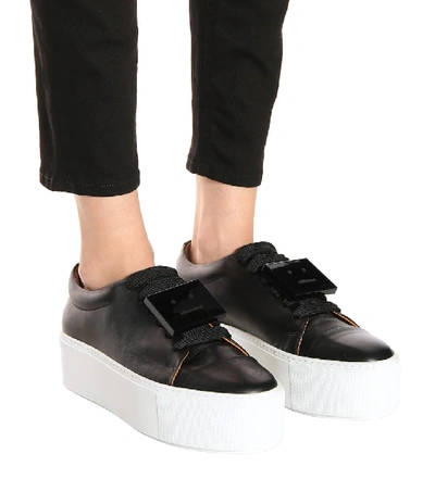 Shop Acne Studios Drihanna Platform Leather Sneakers In Black