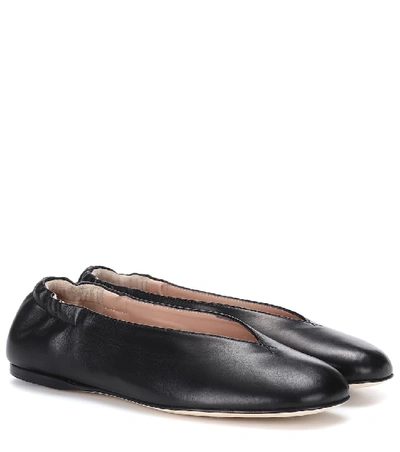 Shop Acne Studios Oddry Leather Ballerinas In Black