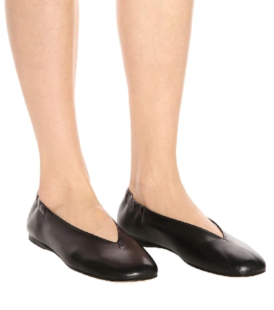 Shop Acne Studios Oddry Leather Ballerinas In Black