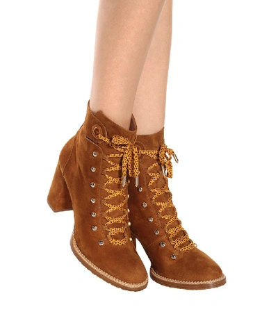 Shop Aquazzura Suede Ankle Boots In Brown