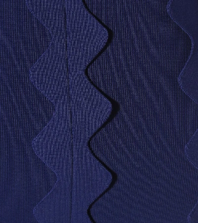 Shop David Koma One-shoulder Knit Mini Dress In Blue
