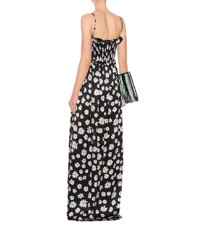 Shop Balenciaga Floral-printed Silk Jacquard Dress In Black