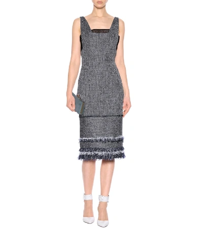 Shop Roland Mouret Riseley Tweed Dress In Blue