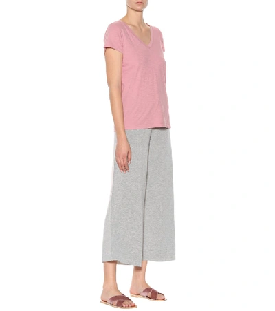 Shop Velvet Avalyn Cropped Wide-leg Trousers In Grey
