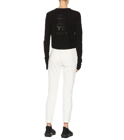 Shop Y-3 Matte Cotton-blend Track Pants In White
