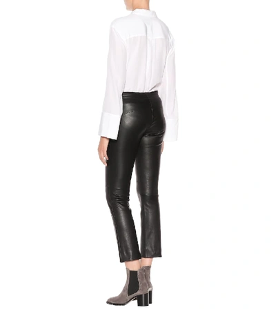Shop Stouls Maria Rosa Cropped Leather Trousers In Black