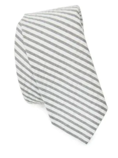 Shop Thom Browne Striped Cotton Seersucker Tie In Grey
