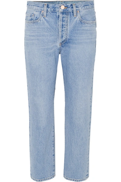 Shop Goldsign The Low Slung Cropped Mid-rise Straight-leg Jeans In Mid Denim