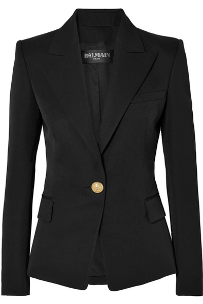 Shop Balmain Wool-twill Blazer In Black