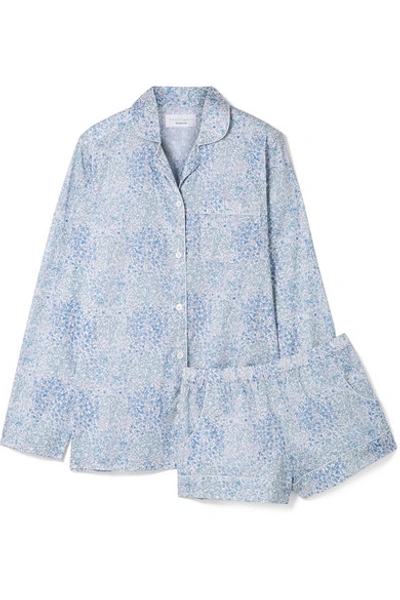 Shop Three J Nyc Josephine Printed Cotton-voile Pajama Set In Blue