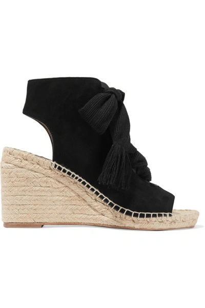Shop Chloé Harper Lace-up Suede Espadrille Wedge Sandals In Black