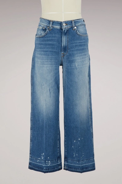 Shop 7 For All Mankind Marnie High-waisted Denim Culottes In Daydream Spot