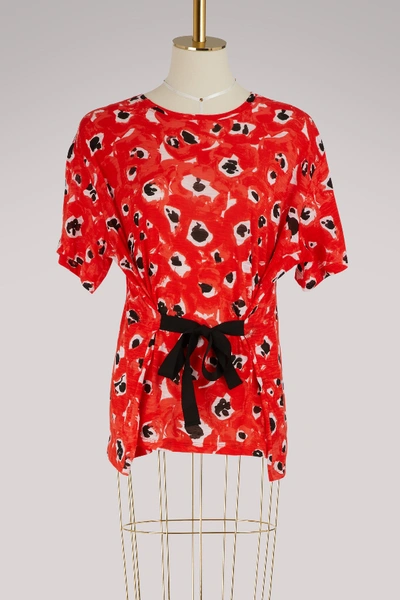 Shop Proenza Schouler Tie T-shirt In 20917 Coral/black Painted Dot