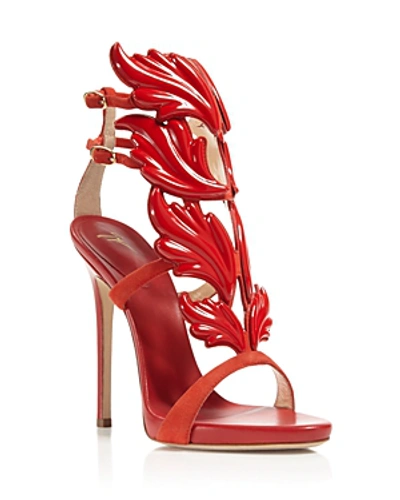 Shop Giuseppe Zanotti Coline Cruel Wing High Heel Sandals In Cam Fiamma Red