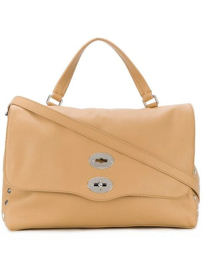 Shop Zanellato Foldover Top Shoulder Bag In Neutrals