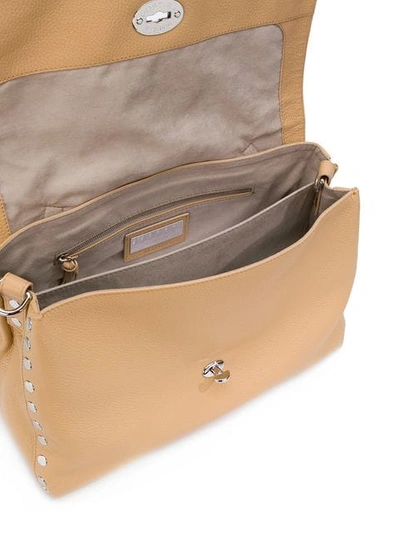 Shop Zanellato Foldover Top Shoulder Bag In Neutrals