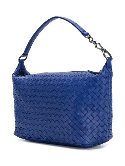 Shop Bottega Veneta Cobalt Intrecciato Nappa Small Shoulder Bag