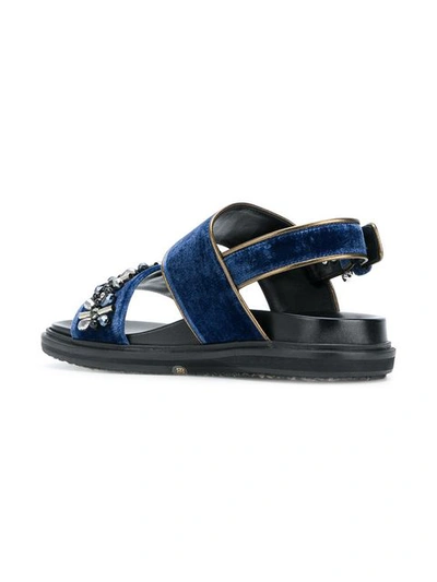 Shop Marni Fussbett Crystal Sandals - Blue